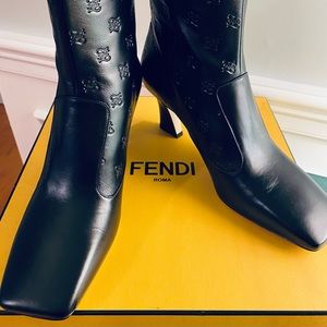 Authentic black leather Fendi booties